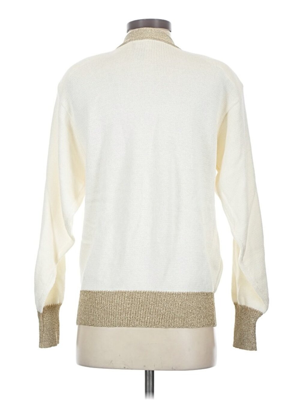 Suzelle White cardigan embellished with gold. Wool blend Size Small - Picture 5 of 5